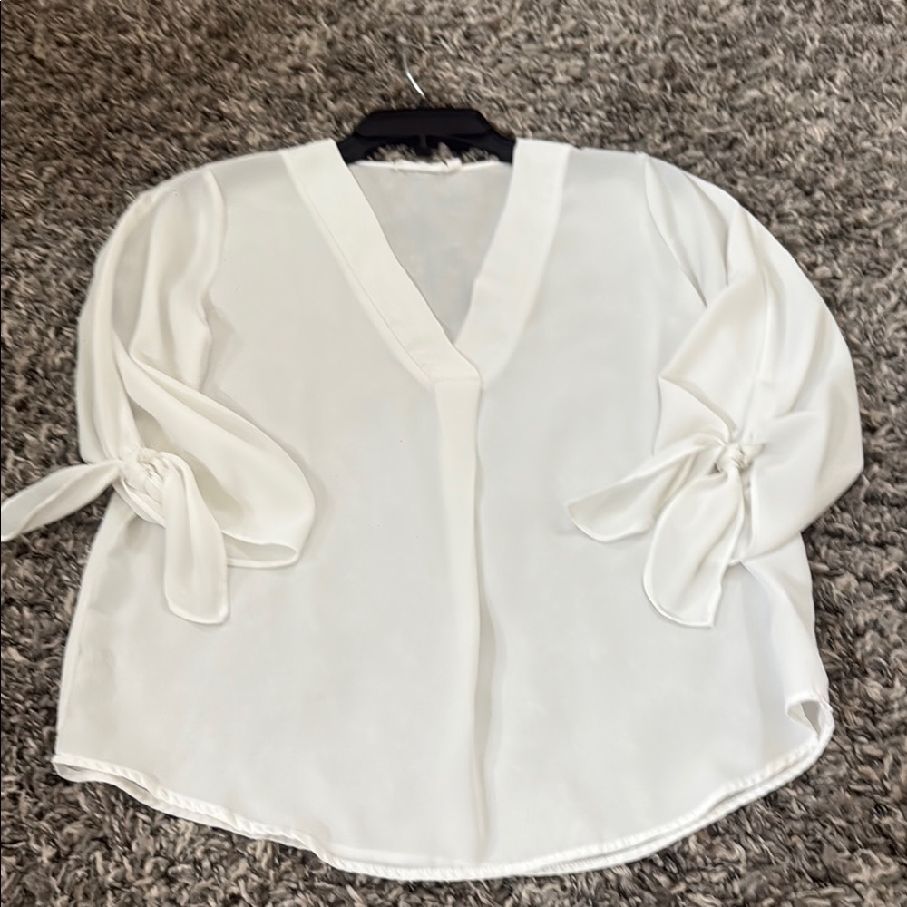 Elegant White Women's V-Neck Blouse
